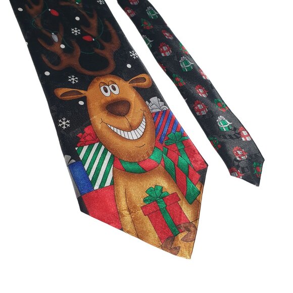 Hallmark Christmas Reindeer Tie Mens Novelty Holiday Neckwear Festive Presents - Picture 2 of 5